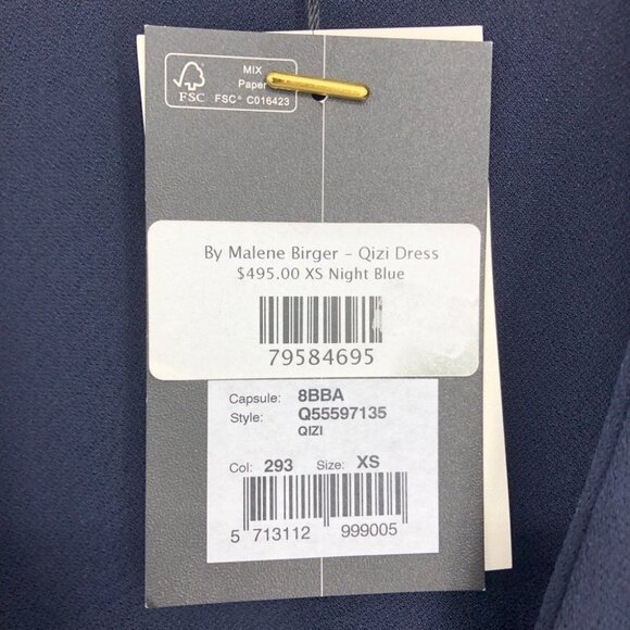 NWT  Malene Birger Night Blue Short sleeve V-Neck Qizi Midi Wrap Dress Size XS - Picture 9 of 16